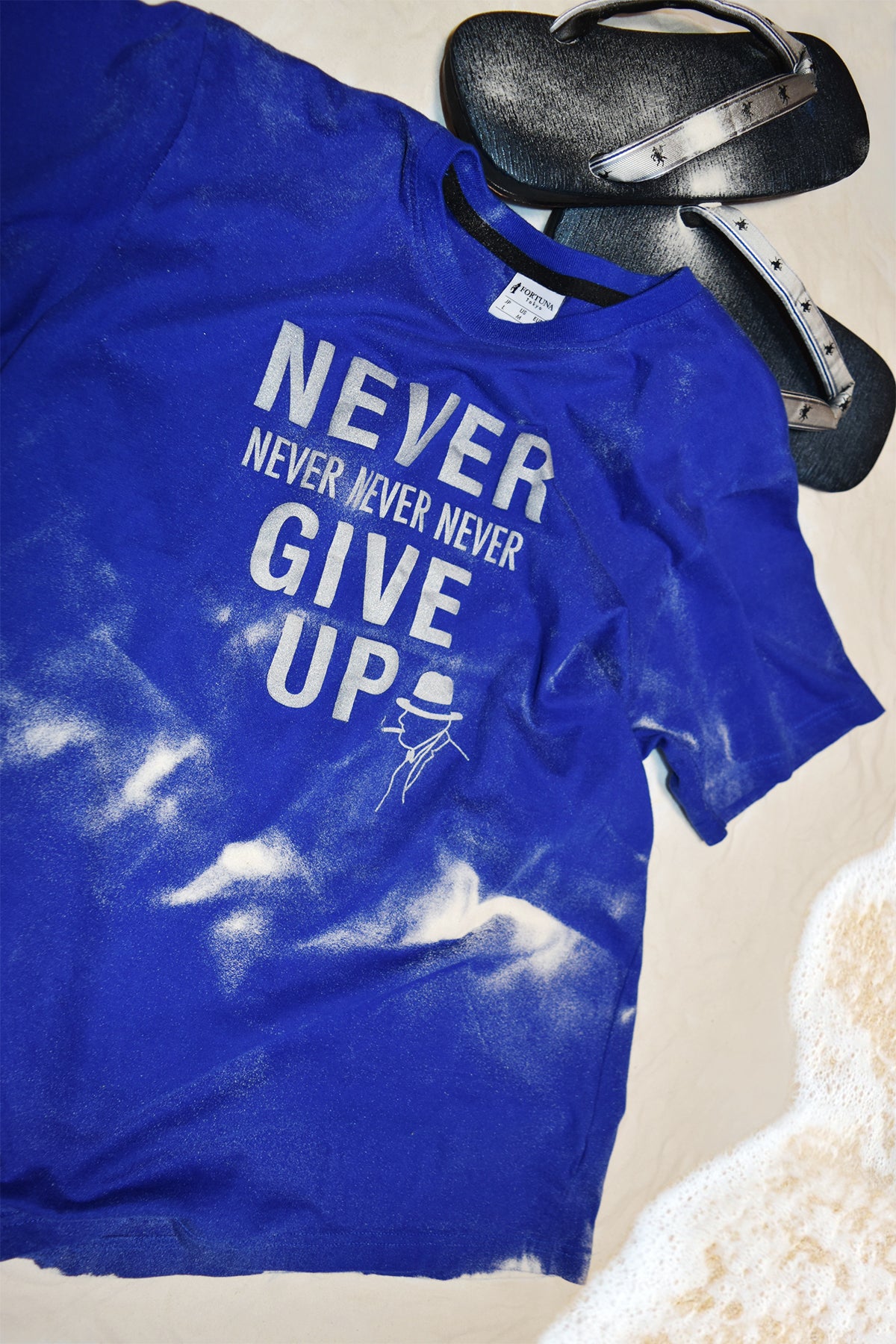 FORTUNA Tokyo Anti-virus processing T shirts unisex, Never Give Up.