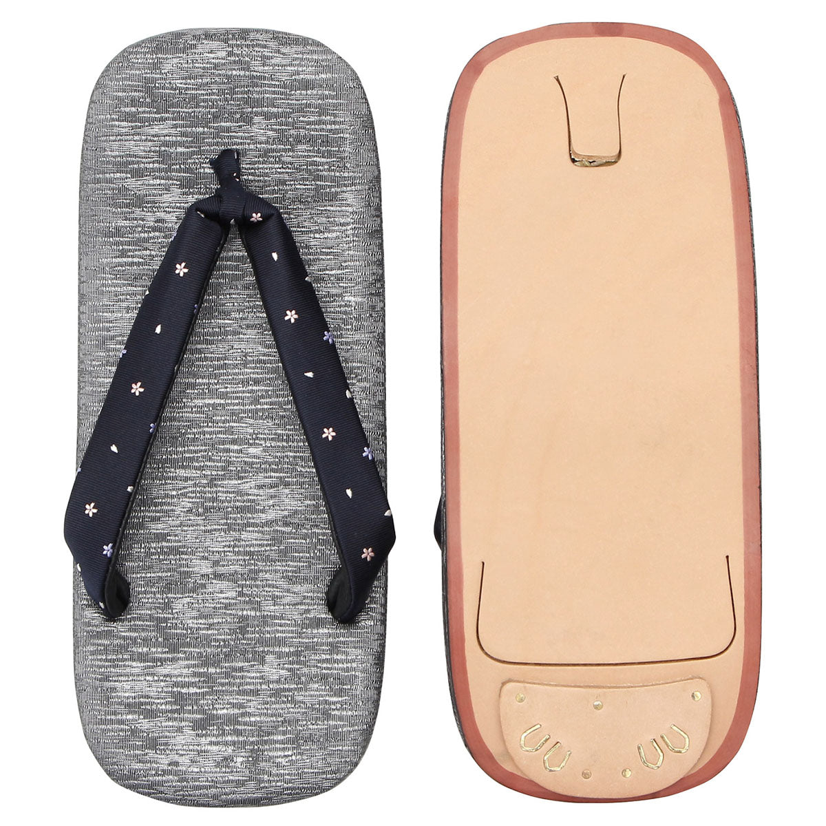 Men's Japanese Leather Soled Geta & Zori Sandals flip-flops Handmade with Silk Thongs -15. Sakura FORTUNA Tokyo