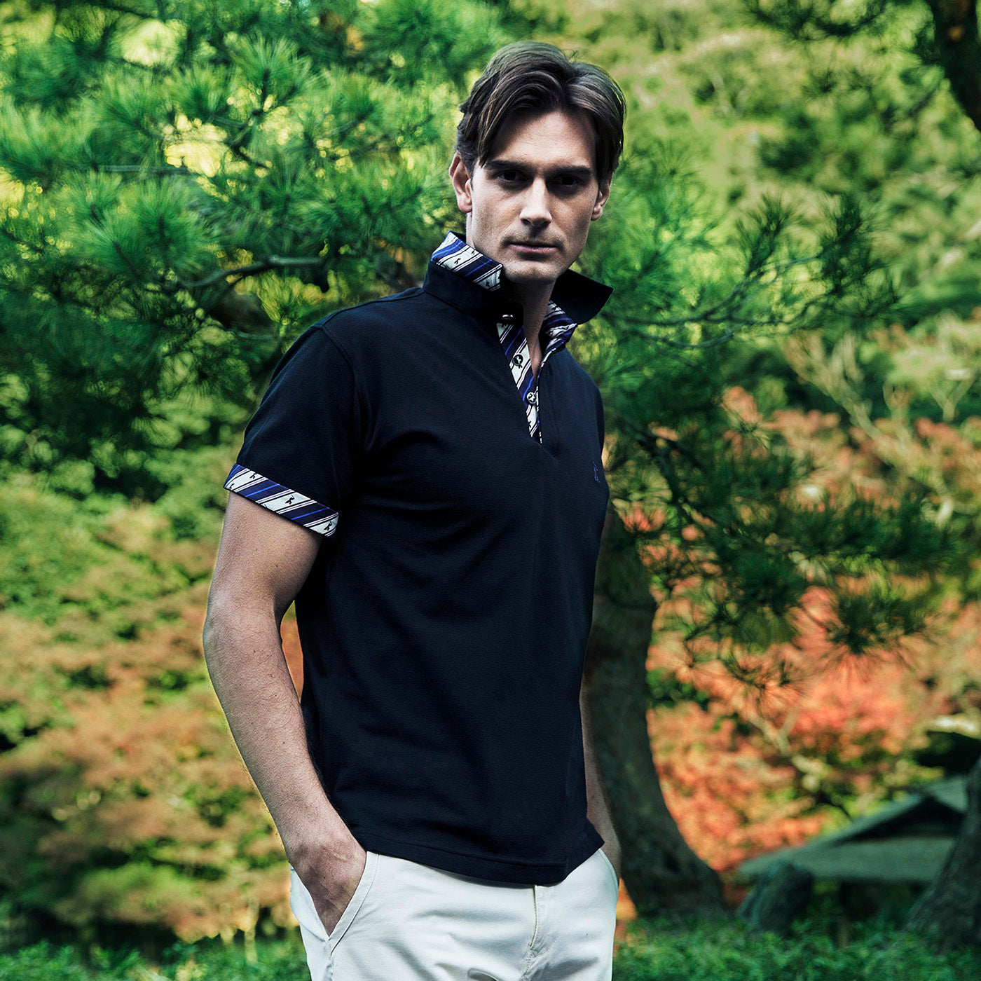 Men’s Short Sleeve Cotton Sports Polo Shirt -16. Samurai Design Made in Japan FORTUNA Tokyo
