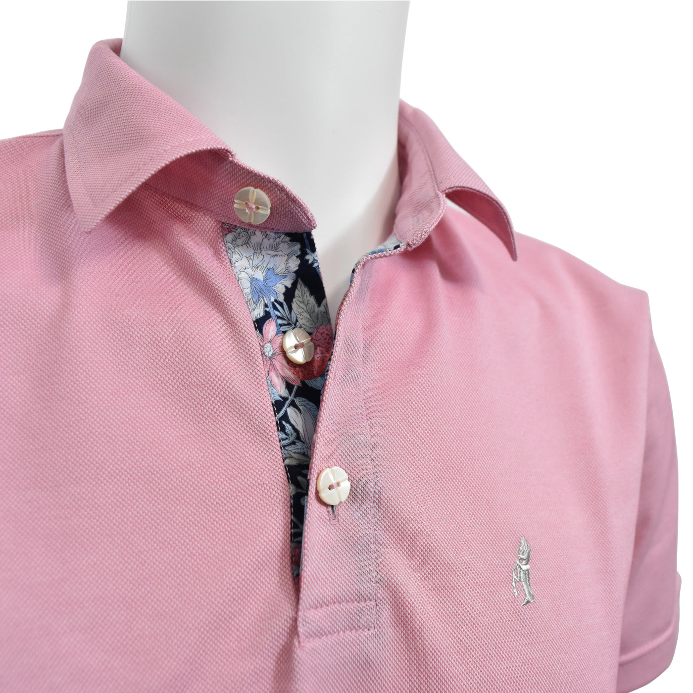Polo shirt men's vintage floral with logo embroidery short sleeve made in Japan FORTUNA Tokyo