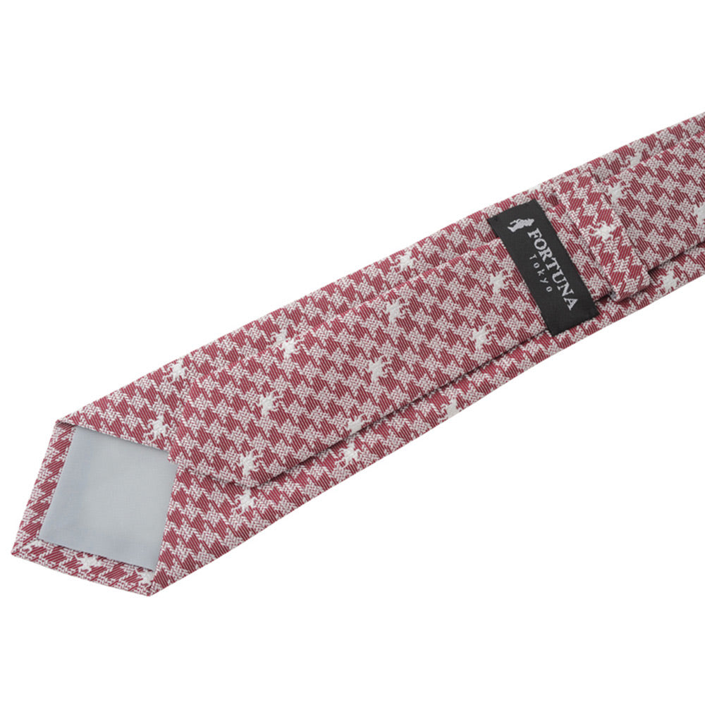 Men’s Jacquard Woven 100% Kyoto Silk Tie -11. Victory Knight Houndstooth Check Pattern Made in Japan FORTUNA Tokyo