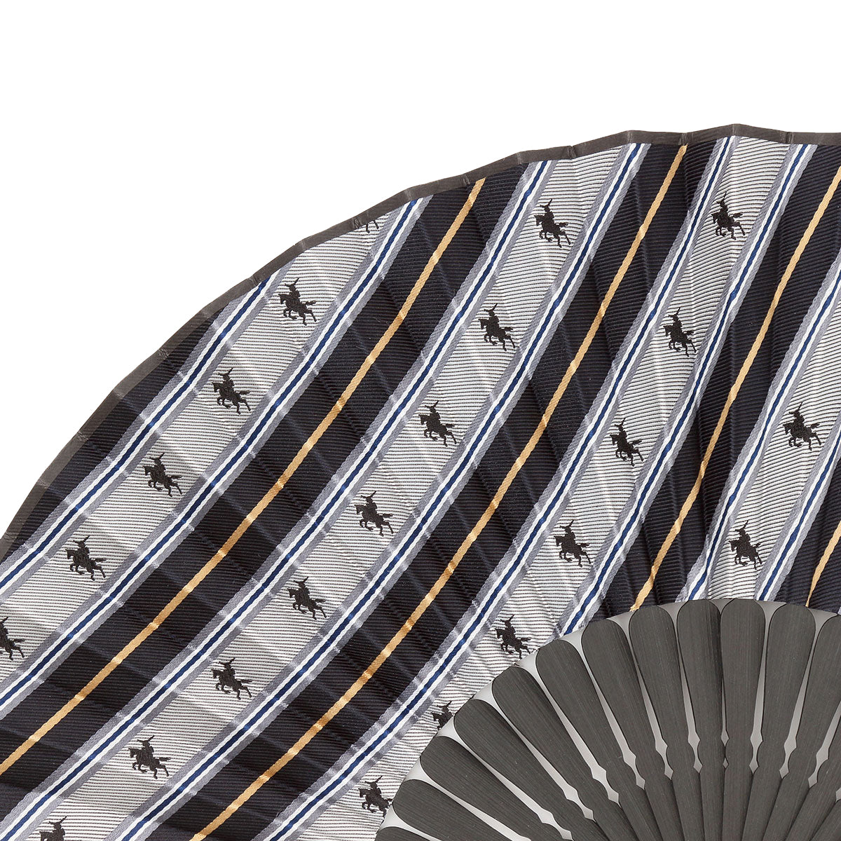 Hand Made Japanese Folding Fan -Striped Pattern Jacquard Woven Kyoto Silk & Bamboo Made in Japan FORTUNA Tokyo
