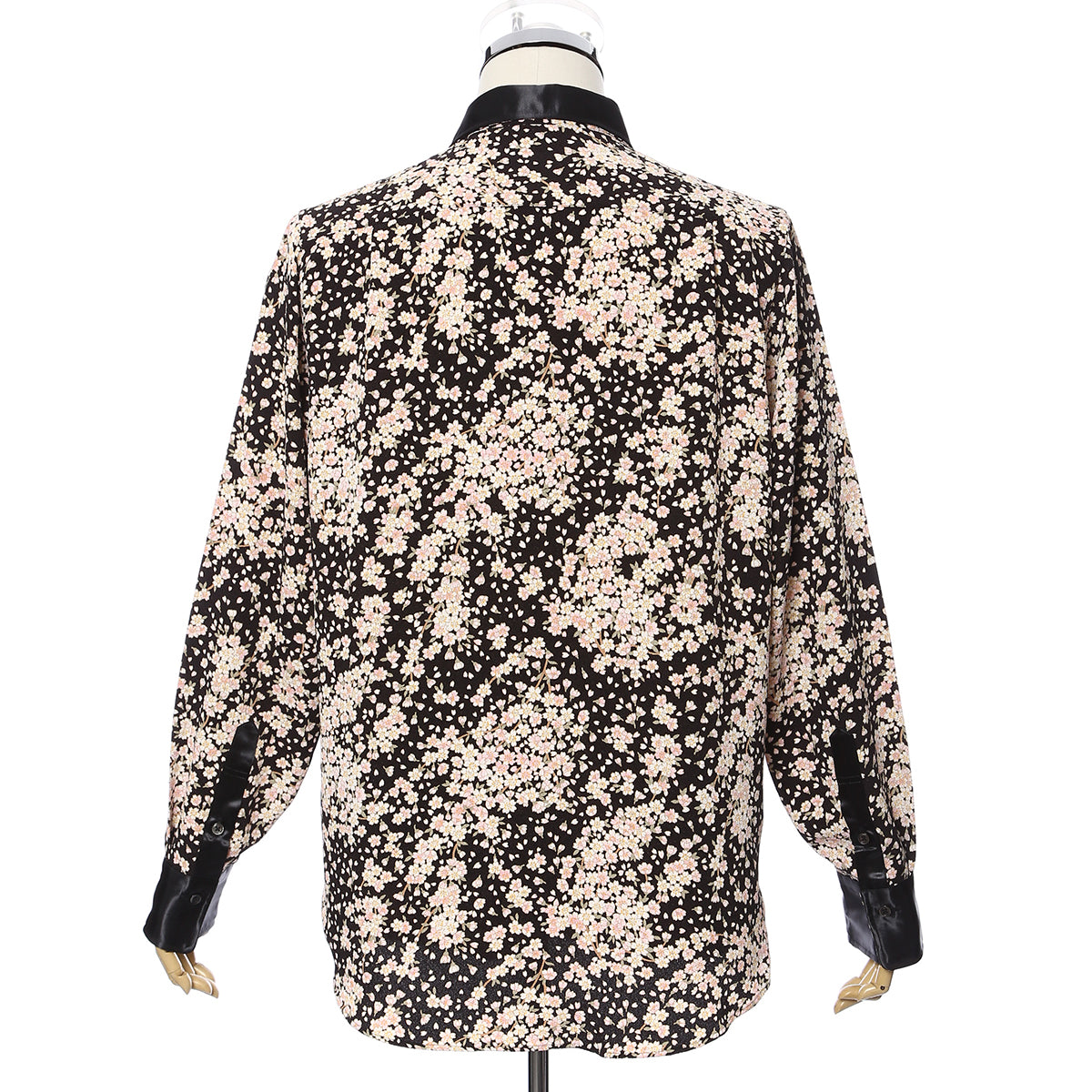 Men’s Unisex Sakura Crepe Dress Shirt Long Sleeve -16. Samurai Cherry Blossoms Pattern Made in Japan FORTUNA Tokyo