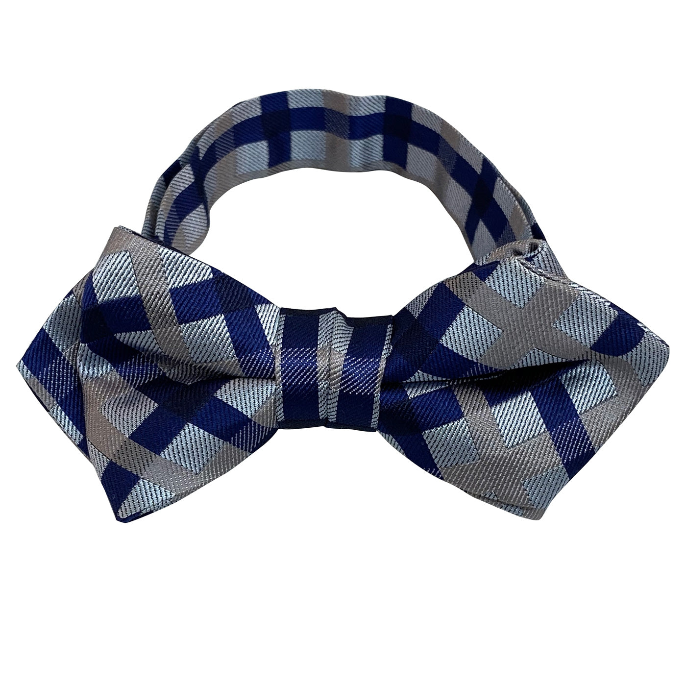 Men’s Pre-Tied Adjustable Bow Tie Silk 22. Revival Checkered Plaid Pattern Made in Japan FORTUNA Tokyo