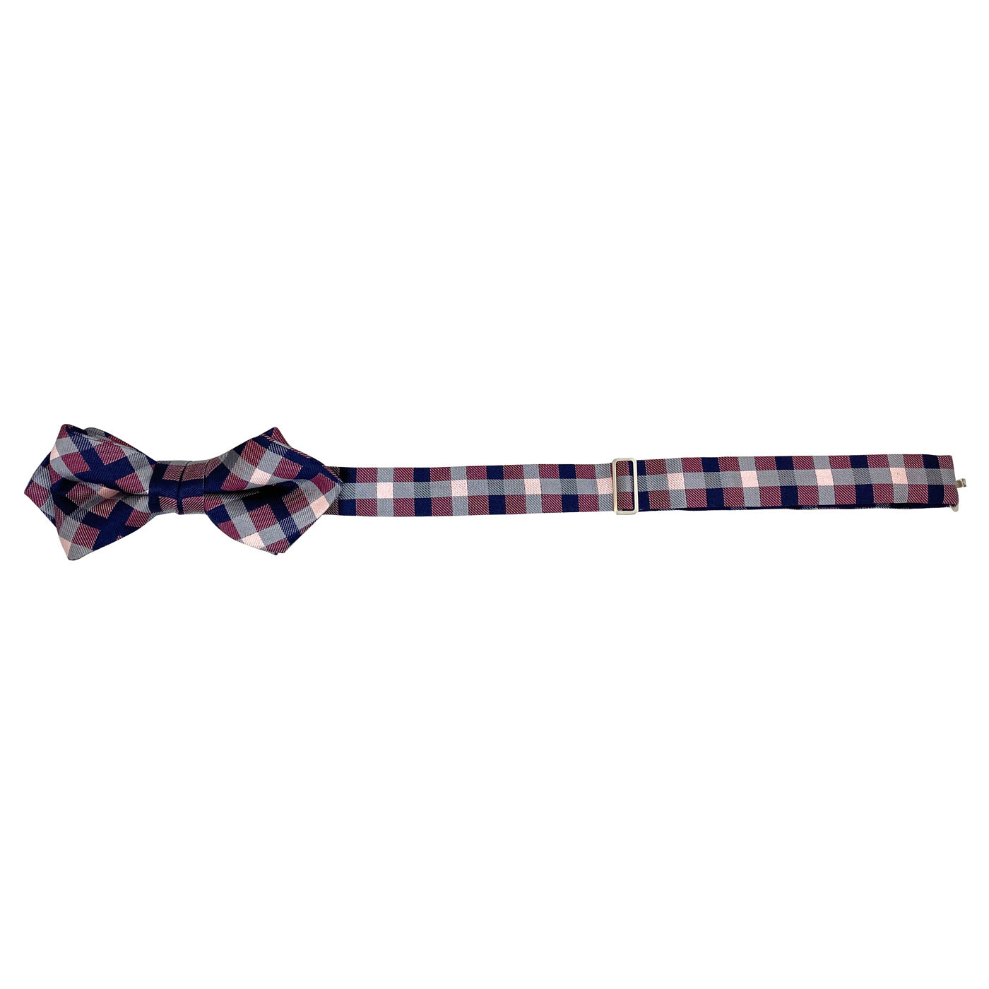 Men’s Pre-Tied Adjustable Bow Tie Silk 22. Revival Checkered Plaid Pattern Made in Japan FORTUNA Tokyo
