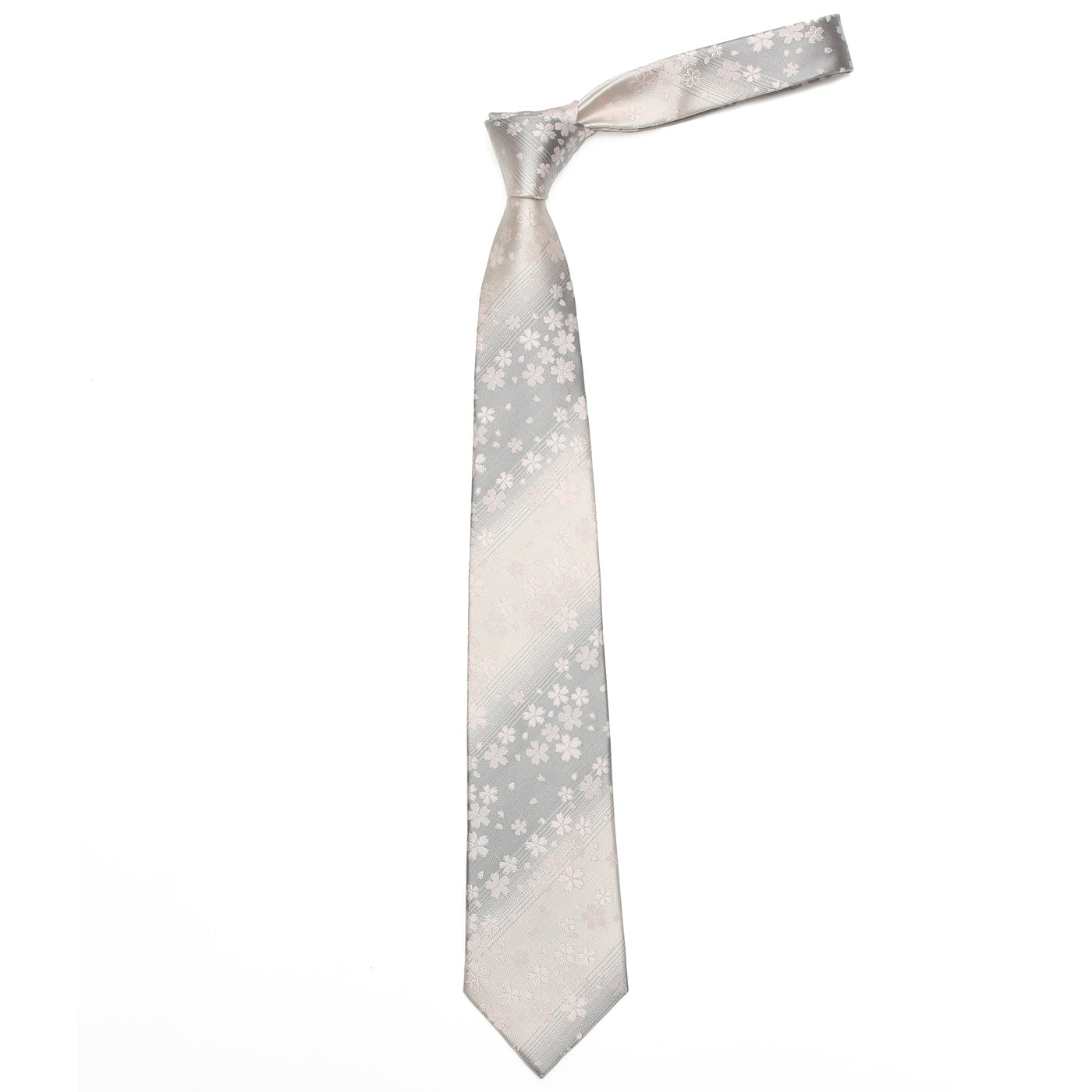 Men’s Jacquard Woven 100% Kyoto Silk Tie -24. Eternal Beauty- Cherry Blossoms Pattern Made in Japan FORTUNA Tokyo