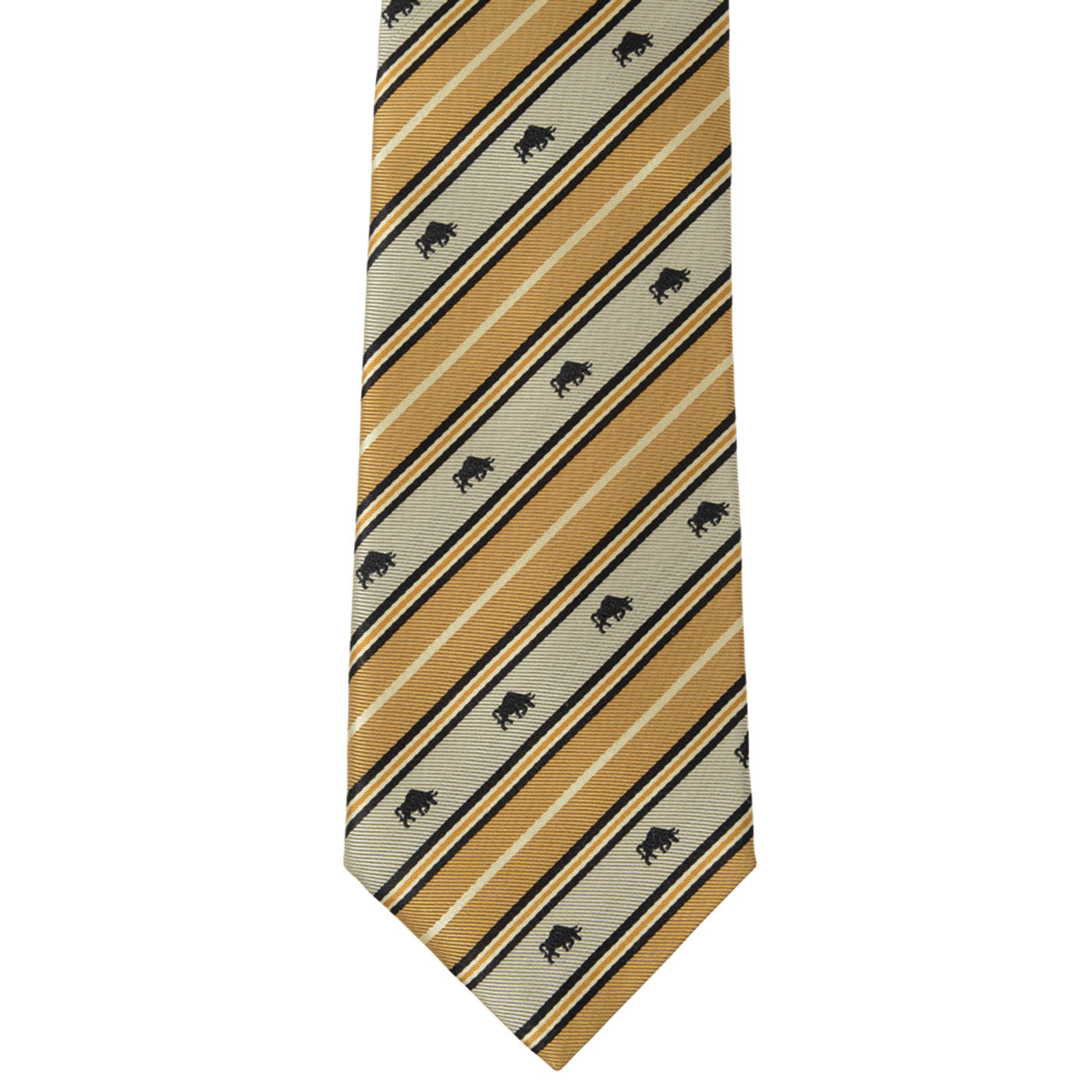 Men’s Jacquard Woven 100% Kyoto Silk Tie -17. Success Charging Bull Striped Pattern Made in Japan FORTUNA Tokyo