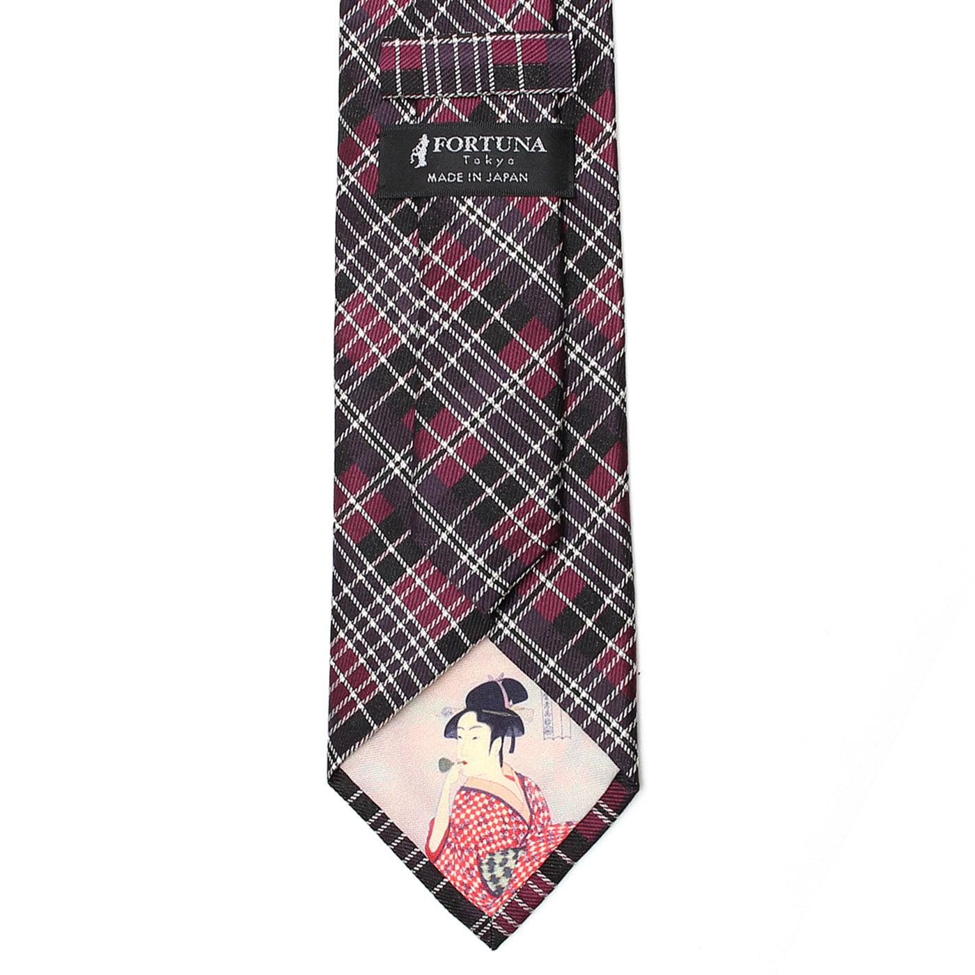 Men’s Jacquard Woven 100% Nishijin Kyoto Silk Tie -20.UKIYOE British Check Pattern Made in Japan FORTUNA Tokyo