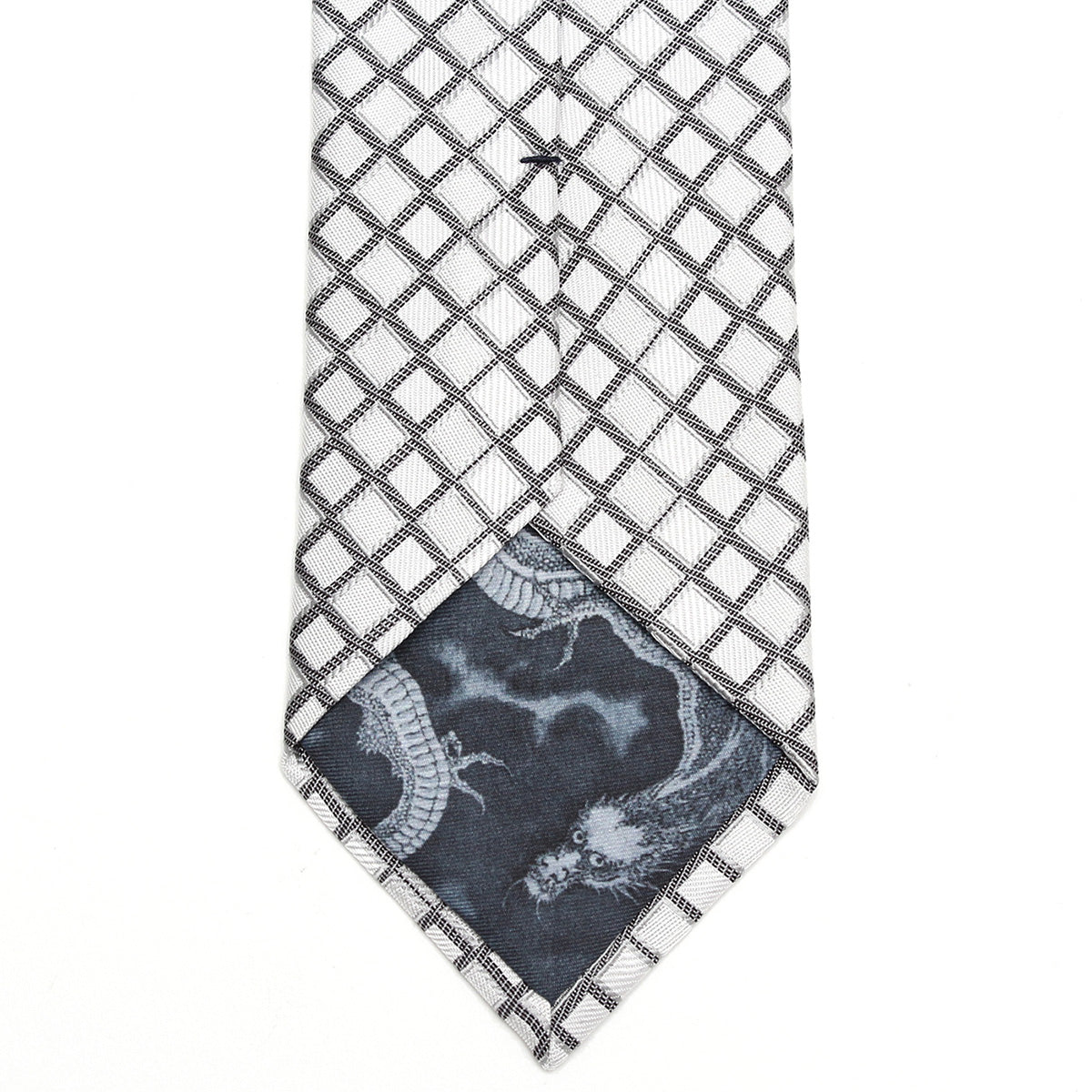 Men’s Jacquard Woven 100% Nishijin Kyoto Silk Tie -23. Dragon Shiny Plaid Pattern Made in Japan FORTUNA Tokyo