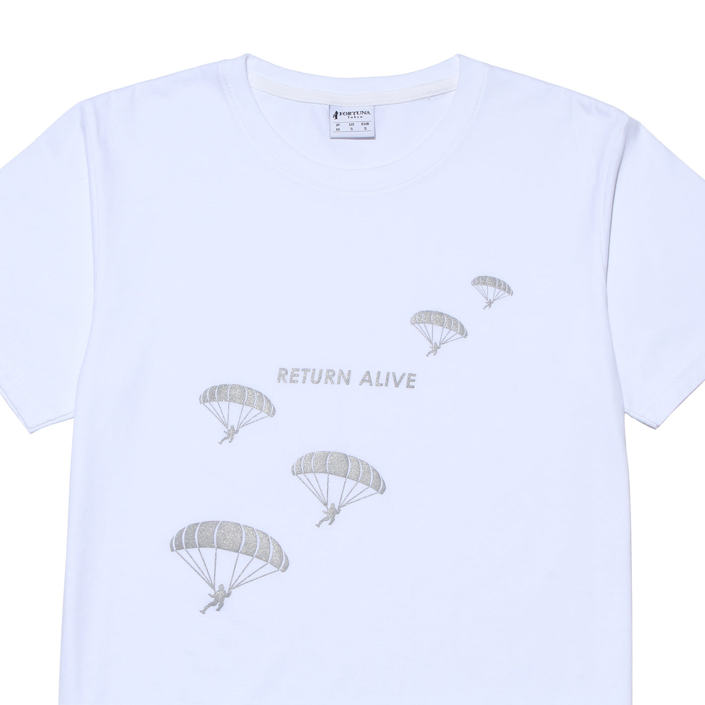 Disinfecting Cloth T Shirt Unisex 100% Cotton -Return Alive- White Made in Japan FORTUNA Tokyo