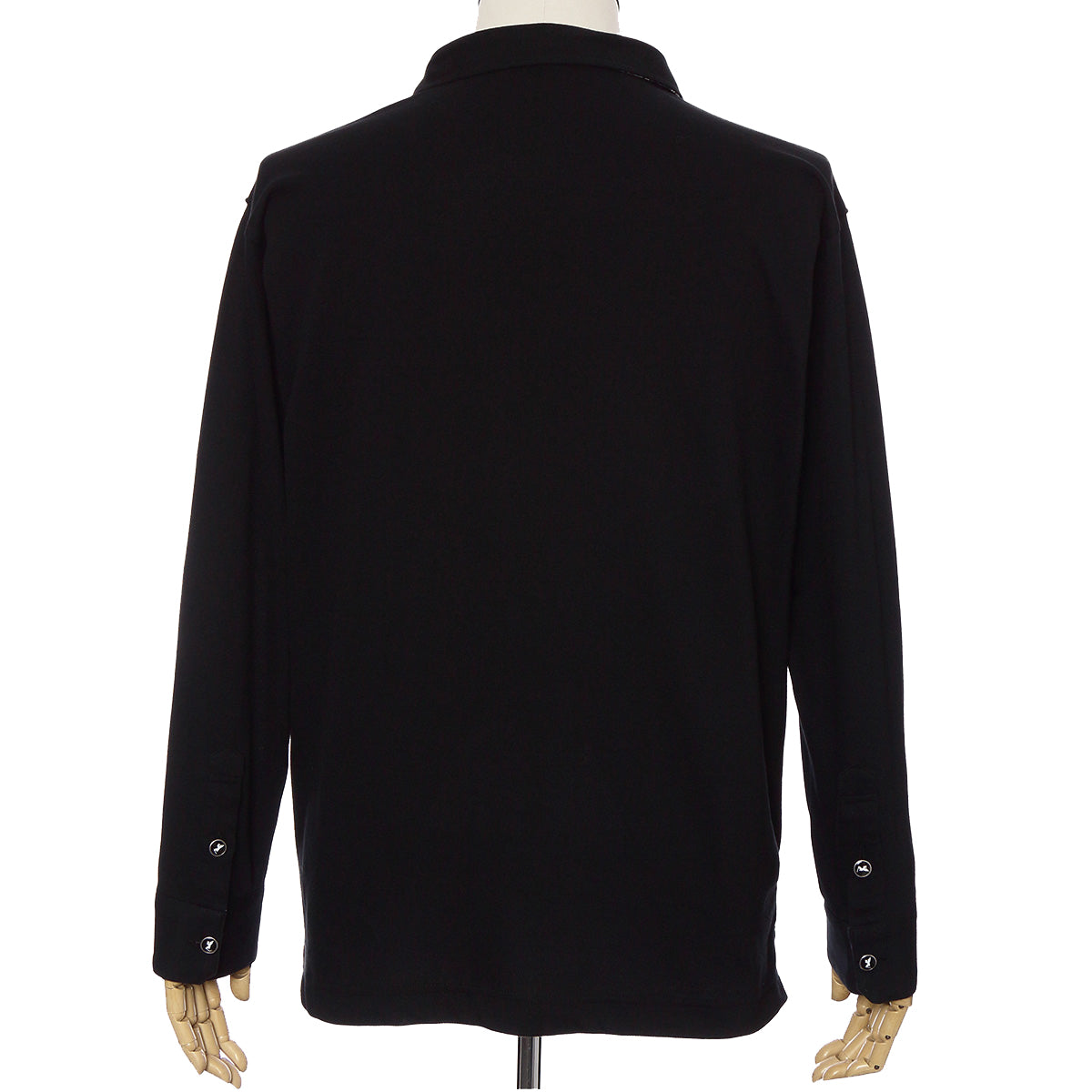 Men’s Long Sleeve Cotton Sports Polo Shirt -16. Samurai Design Black Made in Japan FORTUNA Tokyo