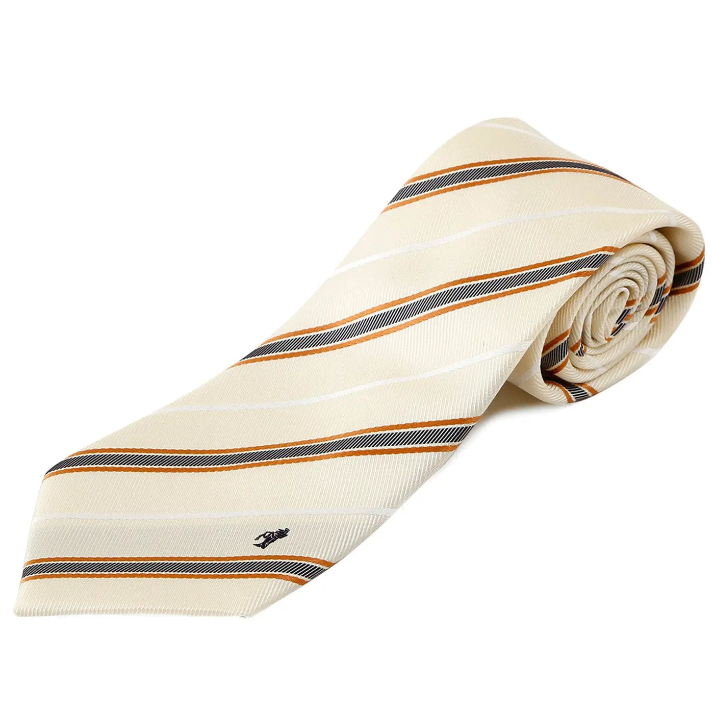 Mens Jacquard Woven 100% Nishijin Kyoto Silk Tie -02. Spirit Striped Pattern Made in Japan FORTUNA Tokyo