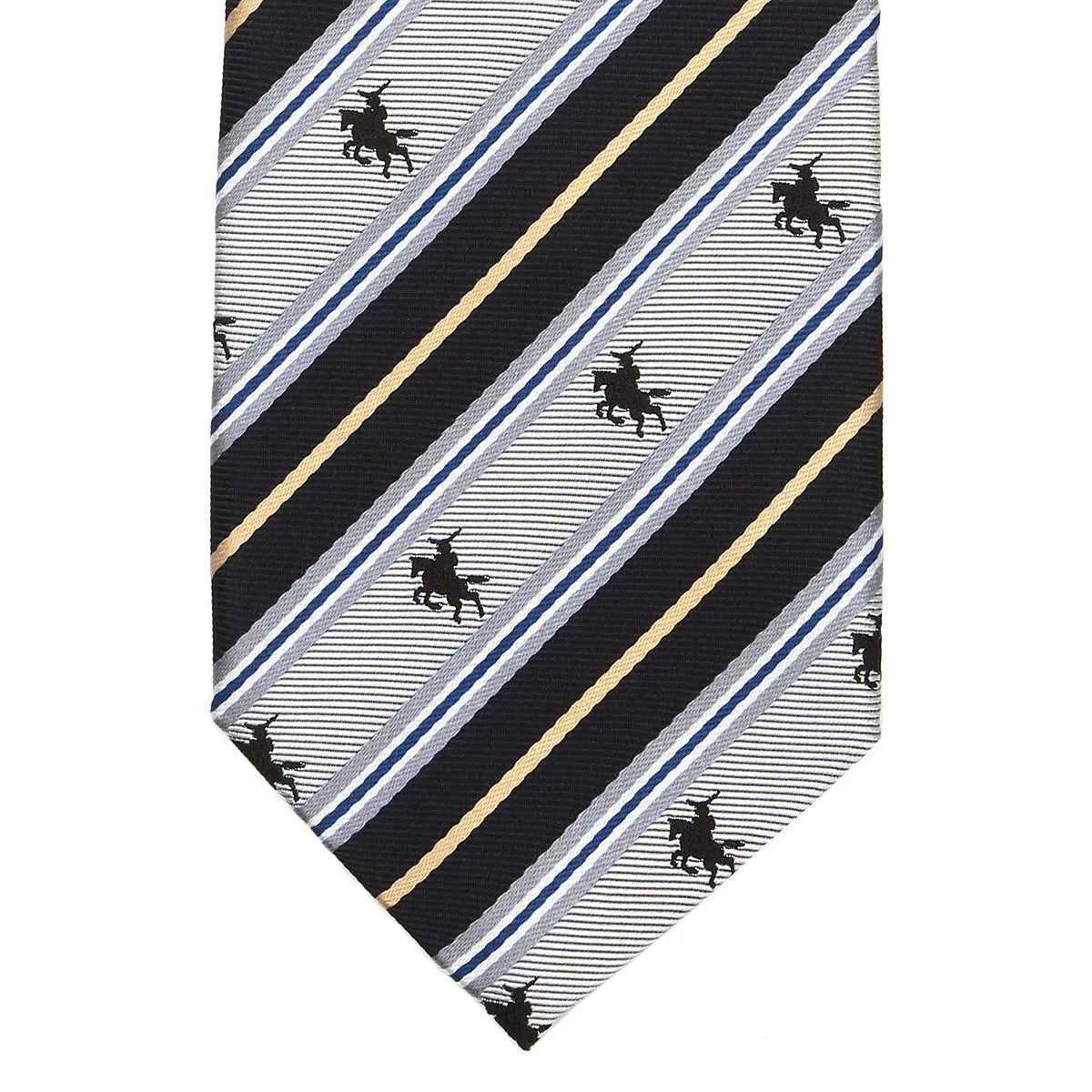 Mens Jacquard Woven 100% Nishijin Kyoto Silk Tie -19. MASAMUNE Date Striped Pattern Made in Japan FORTUNA Tokyo