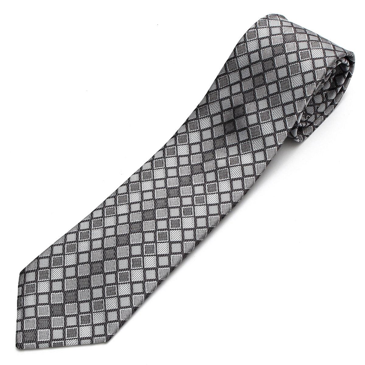 Men’s Jacquard Woven 100% Nishijin Kyoto Silk Tie -23. Dragon Shiny Plaid Pattern Made in Japan FORTUNA Tokyo