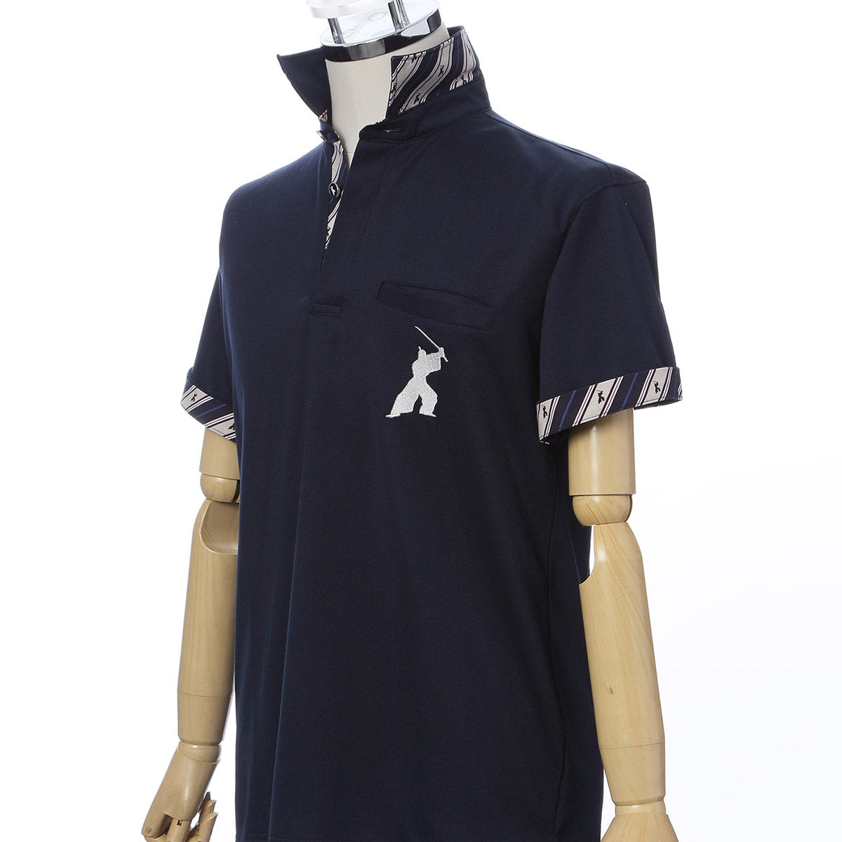Men’s Quick Dry Sports Polo Shirt Short Sleeve with chest pocket 16. Samurai design Made in Japan FORTUNA Tokyo