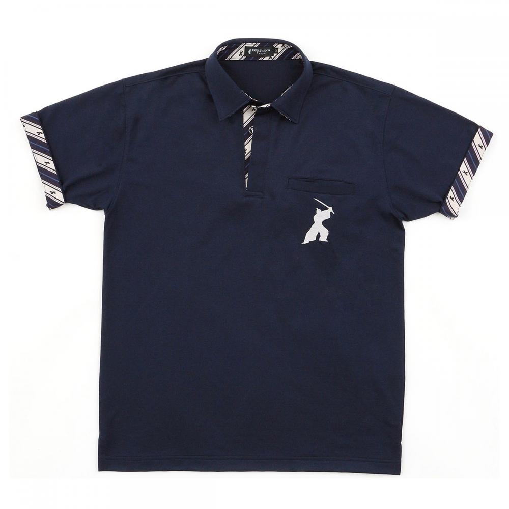 Men’s Quick Dry Sports Polo Shirt Short Sleeve with chest pocket 16. Samurai design Made in Japan FORTUNA Tokyo