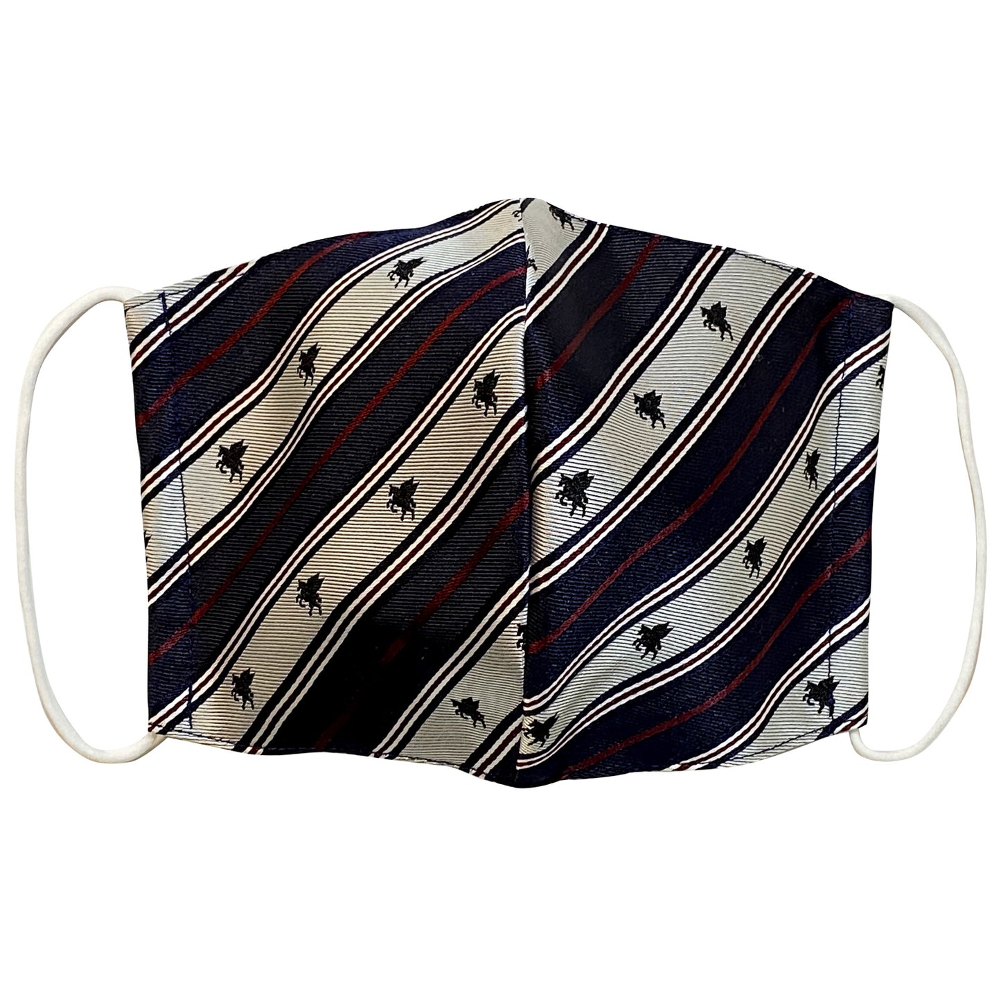 Washable Silk Face Mask Reusable Unisex -Striped Pattern Large Size Made in Japan FORTUNA Tokyo