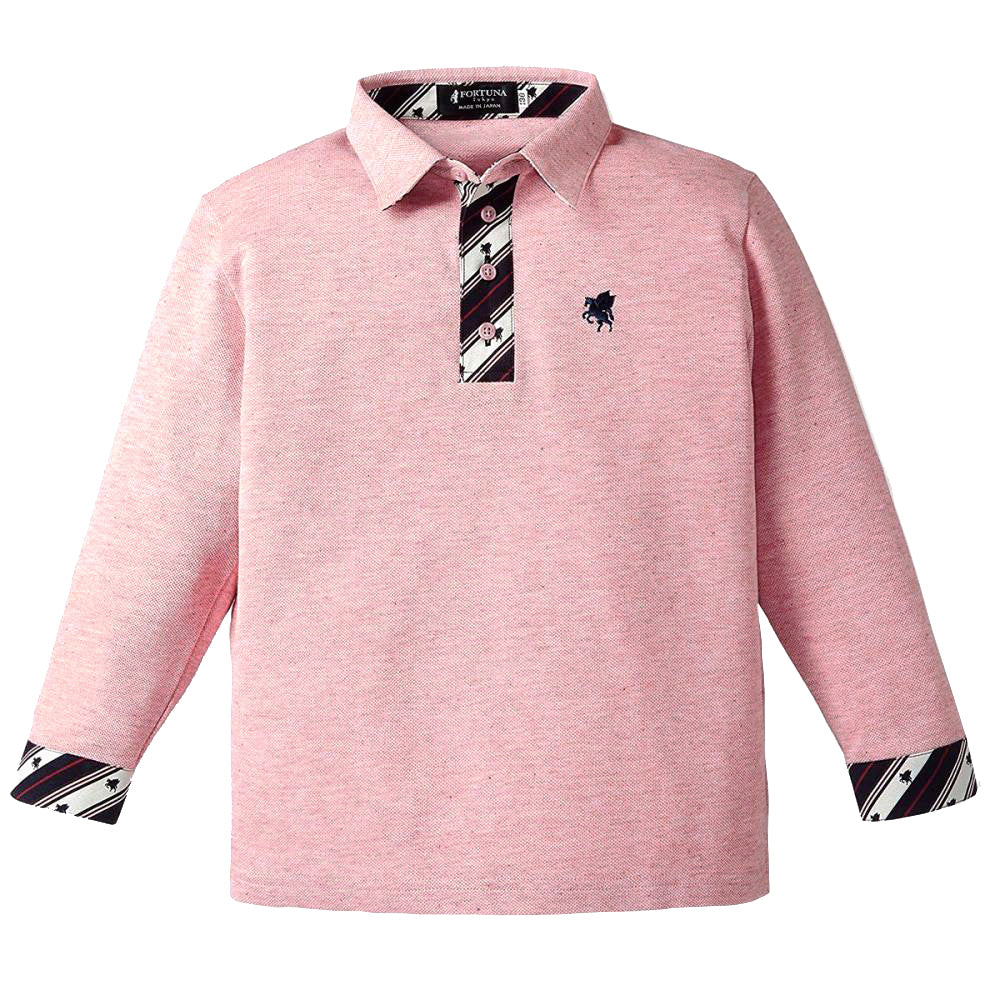 Kid's 100% Organic Cotton Long Sleeve Polo Shirt -13. Miracle Pegasus Design Made in Japan FORTUNA Tokyo